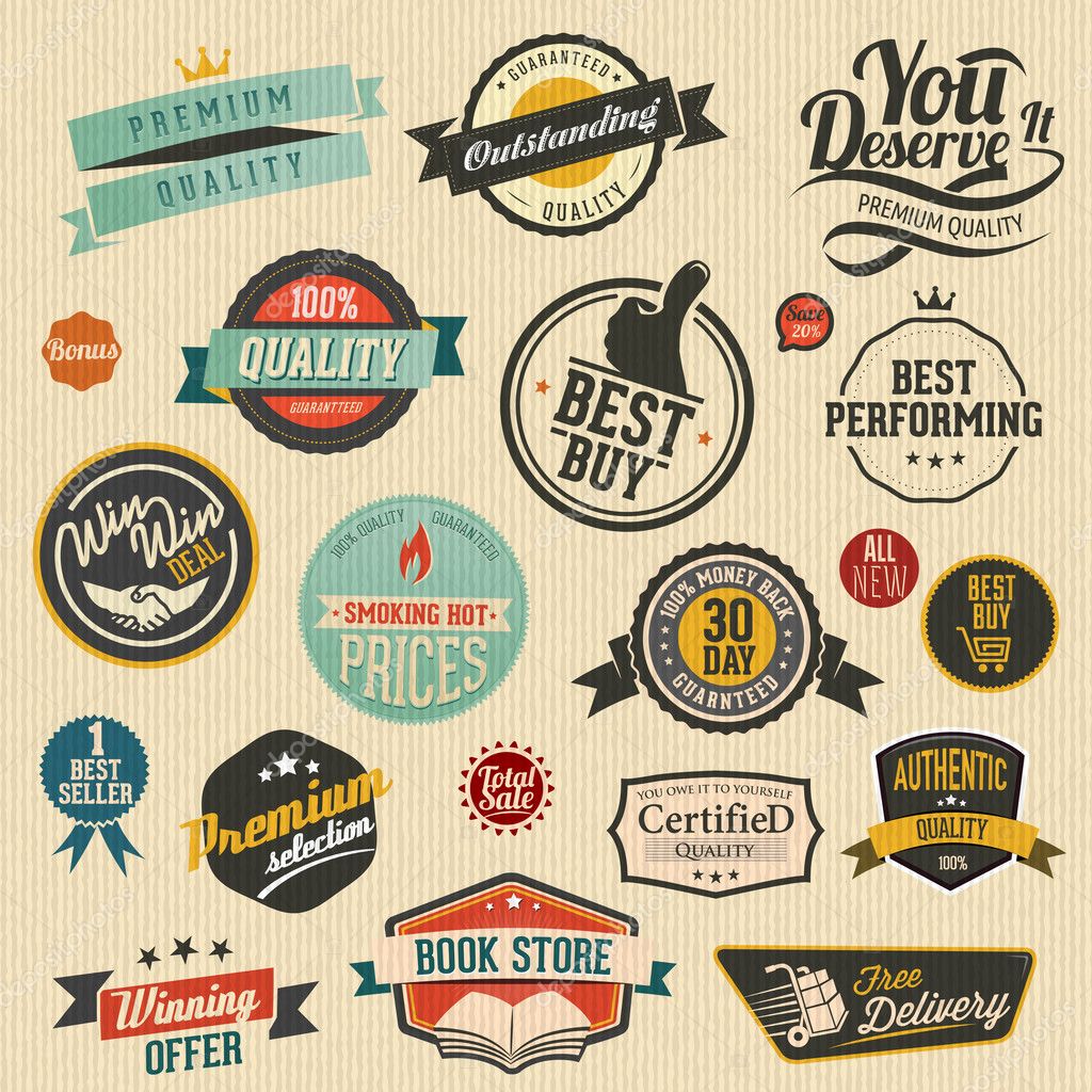 Set of vector retro stickers