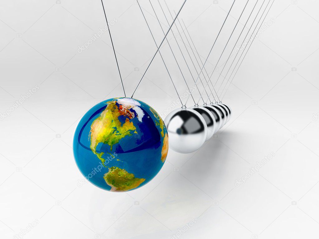 Balancing balls Newton's cradle (earth in motion)