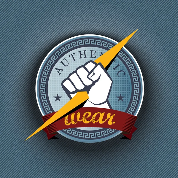 çizgili desen arka plan üzerinde rozet vektör