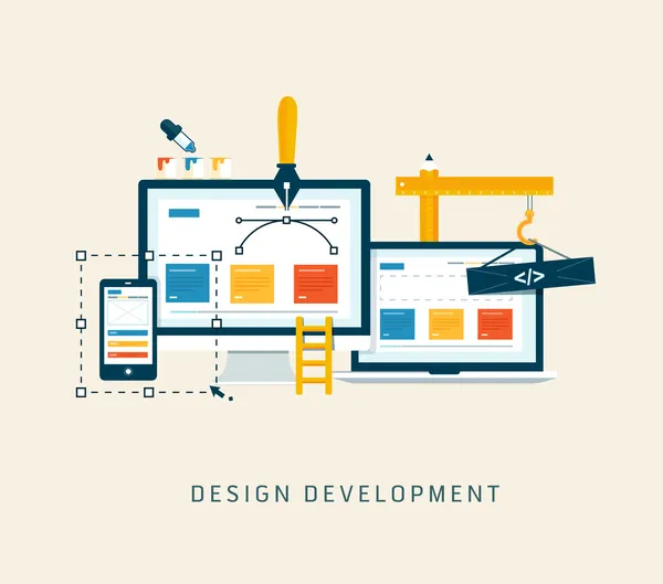 Diseño de un sitio web o aplicación. Diseño de vector de estilo plano . — Vector de stock