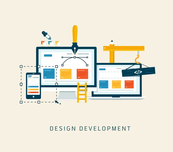 Progettare un sito web o un'applicazione. Design vettoriale in stile piatto . — Vettoriale Stock