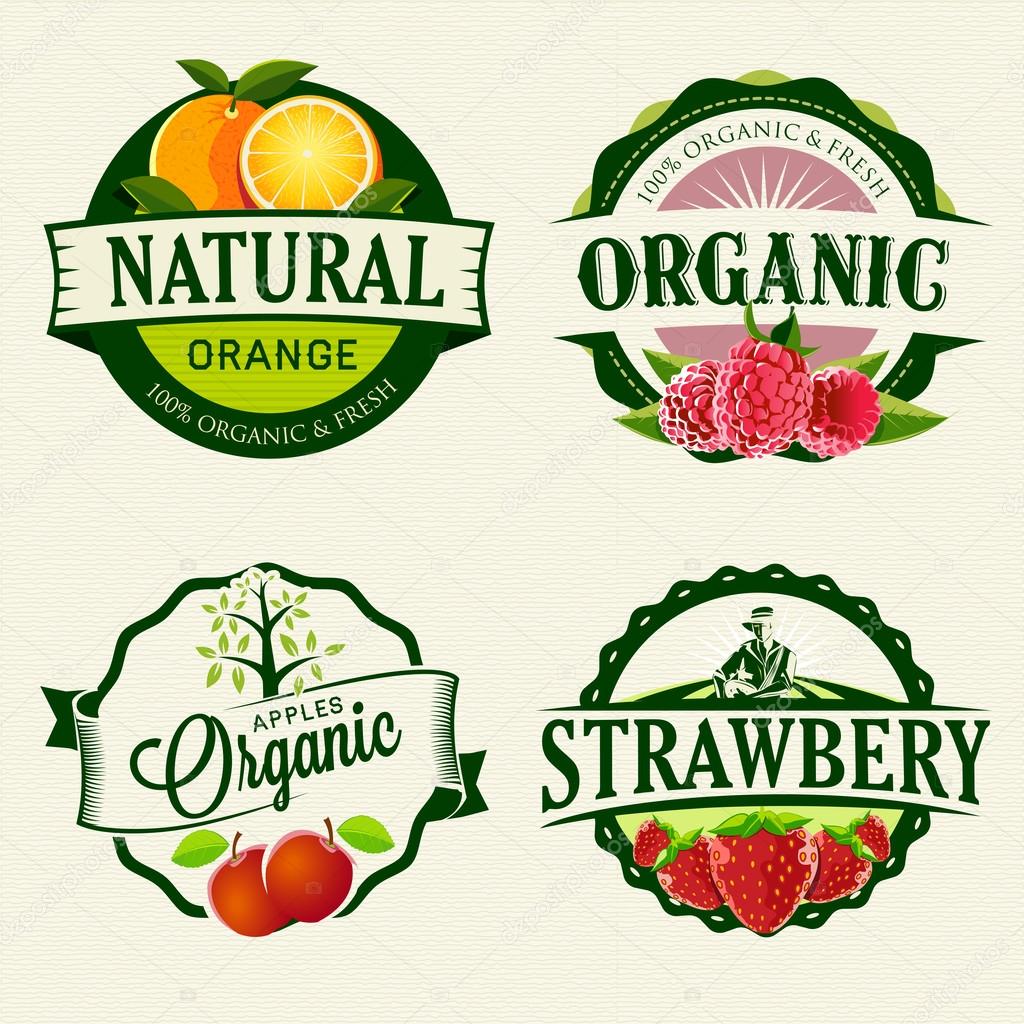 Set of retro Fresh & Organic labels.