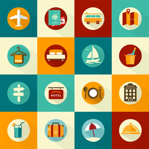 Set of flat style travel icons — Stock Vector