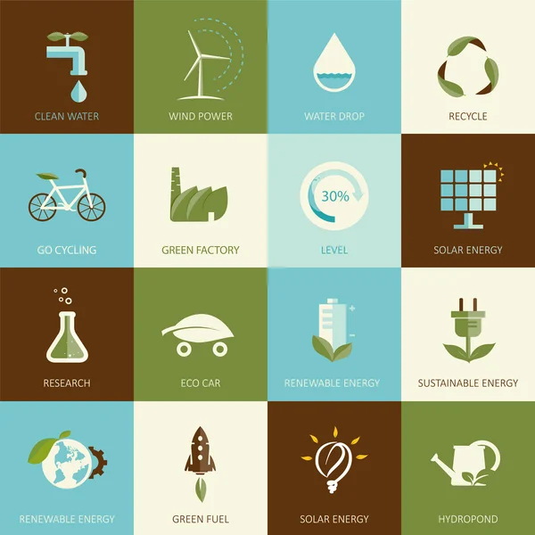 Set of flat designed ecology icons — Stock Vector