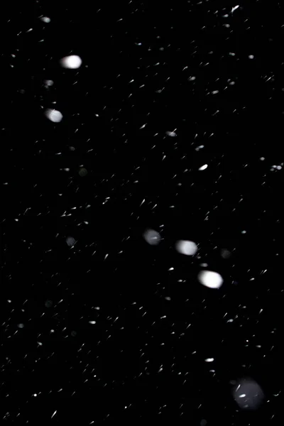 Real Snow Black Background Snowing Blend Layer Screen Add — Stock Photo, Image