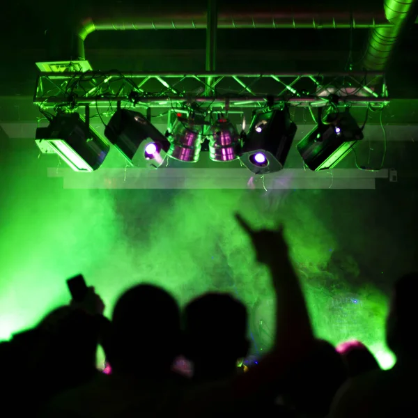 Raised Hands Crazy People Rock Concert Front Back Background Blurred — Stockfoto