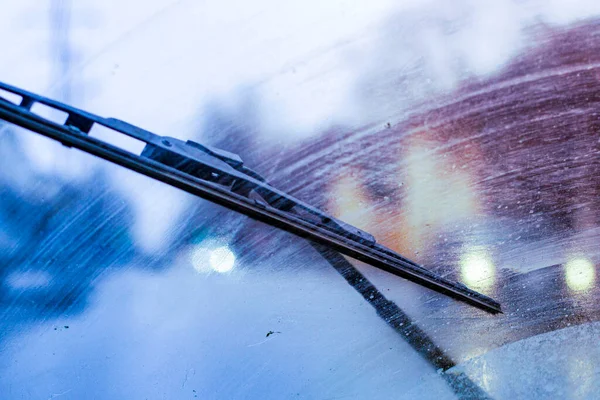 Вид Через Лобове Скло Автомобіля Зимовий Сезон — стокове фото