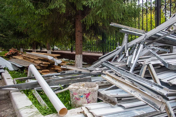 dismantled profile for drywall and building material, before the start of a major overhaul of the building