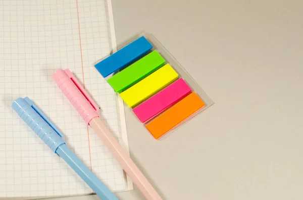 Stationery Crayons Pastels School Office Pens Notebook Paperwork — Foto Stock