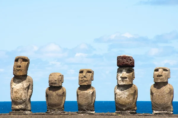 Moais en Ahu Tongariki, Isla de Pascua (Chile) ) —  Fotos de Stock