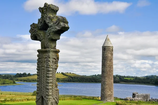 Devenish ön monastic webbplats, co.fermanagh, Nordirland. — Stockfoto