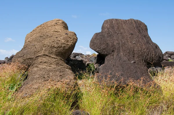 Fallna moais, Påskön (chile) — Stockfoto