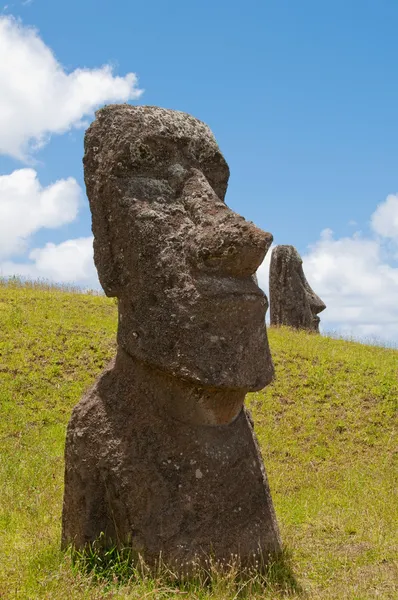 Moais en el volcán Rano Raraku, Isla de Pascua, Chile —  Fotos de Stock