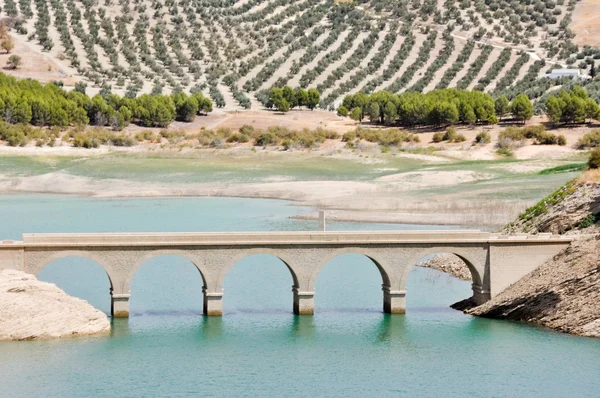 Bro över Iznájar behållare, Córdoba (Spanien) — Stockfoto