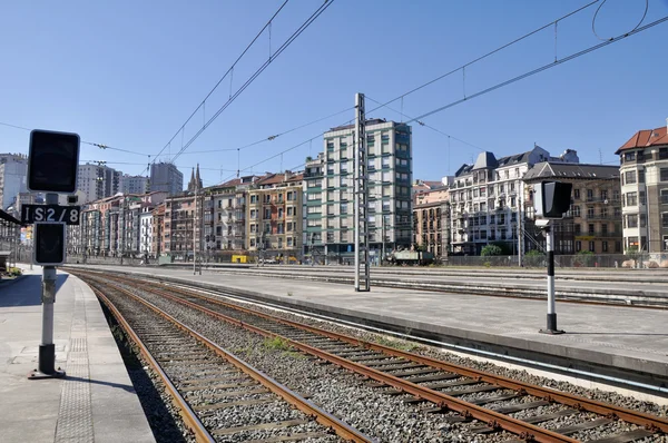 Railroad track near Abando train station, Bilbao (Spain) — Stock Photo, Image