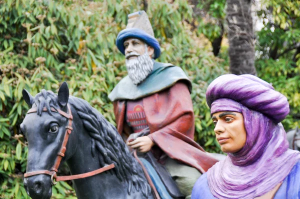 Figures represent Magi, Christmas nativity scene, December 14, 2011 in Florida park, Vitoria, Basque Country, Spain — Stock Photo, Image