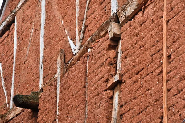 Parede Adobe em Ayllon, Segovia (Espanha ) — Fotografia de Stock