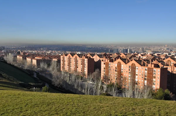 Panoramiczny widok na Madryt z Vallecas (Hiszpania) — Zdjęcie stockowe