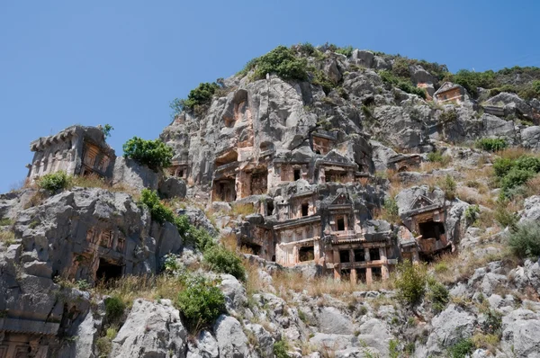 Lýkijské hrobky v myra, demre (Turecko) — Stock fotografie