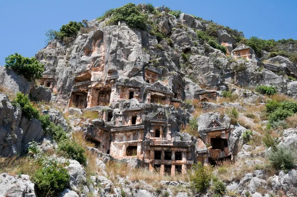 Lýkijské hrobky v myra, demre (Turecko) — Stock fotografie