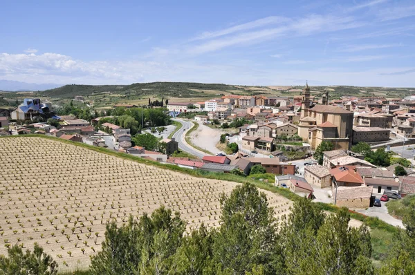 Città di Elciego e la moderna cantina di Marques de Riscal il 26 maggio 2013 a Elciego, Paesi Baschi, Spagna — Foto Stock