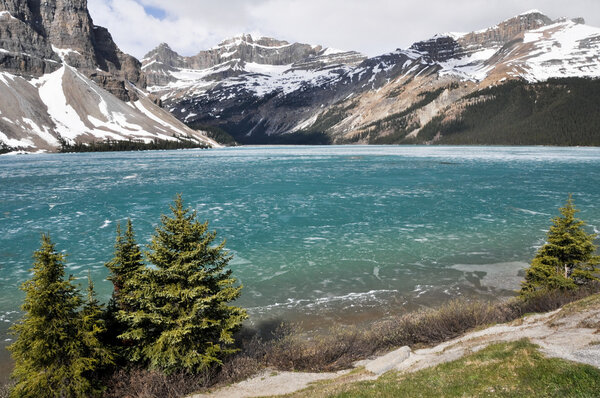 Bow Lake in Spring, Rocky Mountains (Canada)