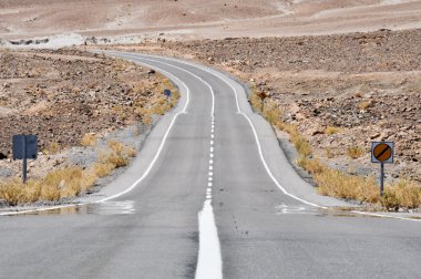 atacama Çölü'nde yol Şili