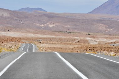 atacama Çölü'nde yol Şili