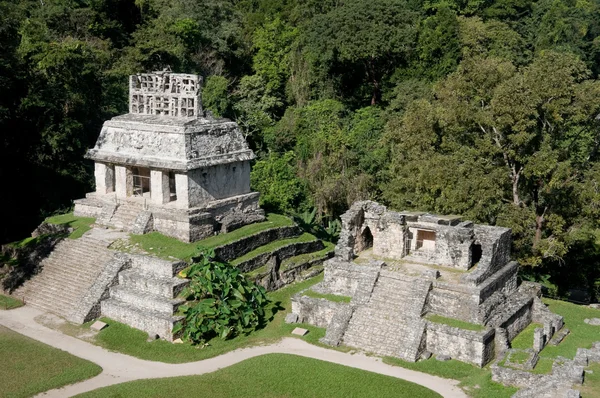 Chrám slunce na Mayské ruiny města palenque (Mexiko) — Stock fotografie