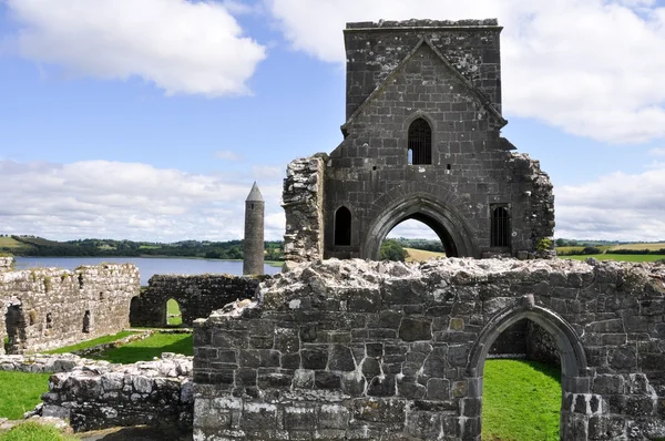 Devenish Adası manastır sitesi, co fermanagh, Kuzey İrlanda — Stok fotoğraf