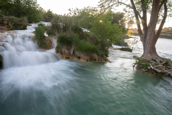 Waterfall near Salvadora lagoon, Ruidera Natural Park (Spain) — Stock Photo, Image