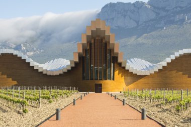 The modern winery of Ysios on May 9, 2014 in Laguardia, Basque Country, Spain clipart