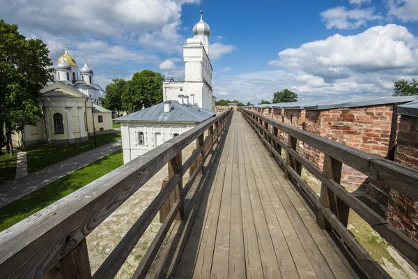 Parede de Novgorod Kremlin em Veliky Novgorod, Rússia — Fotografia de Stock
