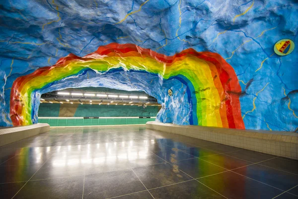Metrostation van het stadion in stockholm, Zweden — Stockfoto