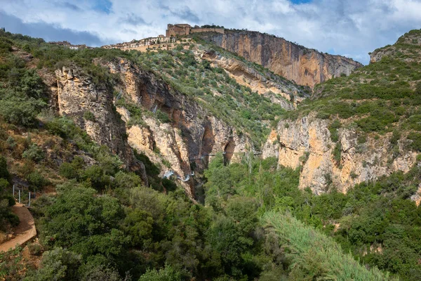 Vero Nehir Kanyonu Gözcü Noktasından Alquezar Huesca Vilayeti Spanya — Stok fotoğraf