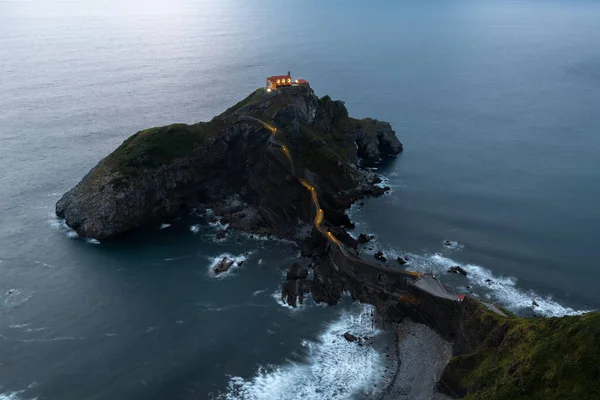 Gaztelugatxe Noci Svatého Jana Baskicko Španělsko — Stock fotografie