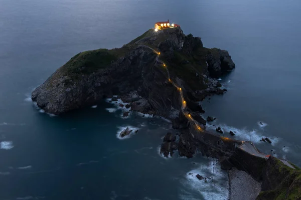 Gaztelugatxe Vid Saint John Night Baskien Spanien Stockbild