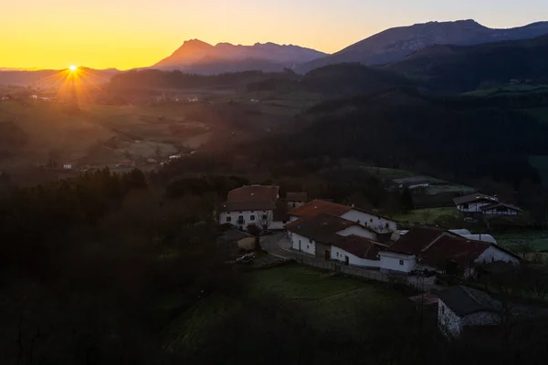 Valle Aramaio Amanecer País Vasco España — Foto de Stock