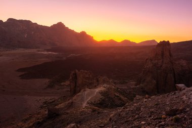 Teide National Park at sunset, Tenerife Island, Spain