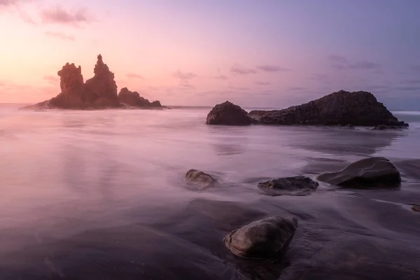 西班牙特内里费岛日落时分的Benijo海滩 — 图库照片
