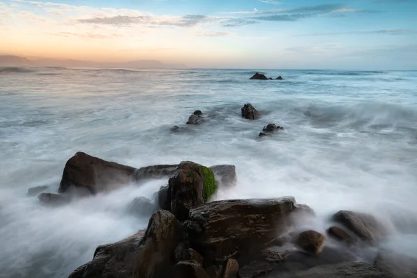 Beach Barrika High Tide Basque Country Spain — Photo