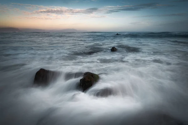 Beach Barrika High Tide Basque Country Spain — Stok fotoğraf