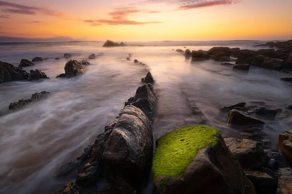 Beach Barrika Sunset Basque Country Spain Stockbild