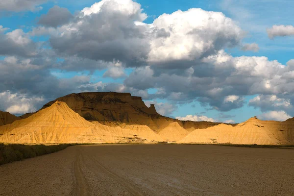 Bardenas Reales Vid Solnedgången Navarra Spanien Stockbild