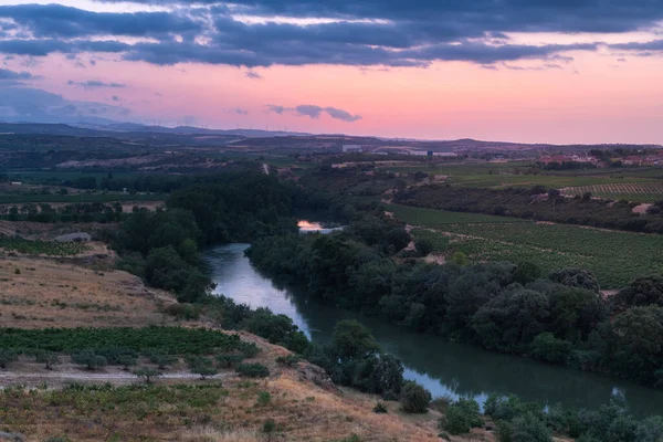 Landscape Ebro River Sunrise Cortijo Logroo Rioja Spain — Stockfoto