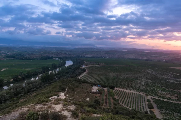 Landscape Ebro River Sunrise Cortijo Logroo Rioja Spain — Stockfoto
