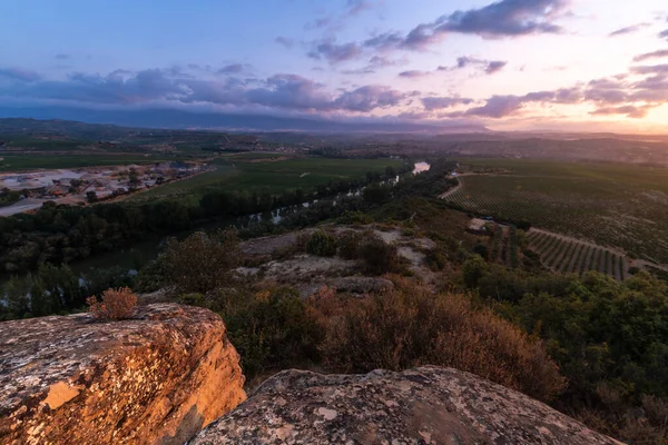 Landscape Ebro River Sunrise Cortijo Logroo Rioja Spain Fotos de stock