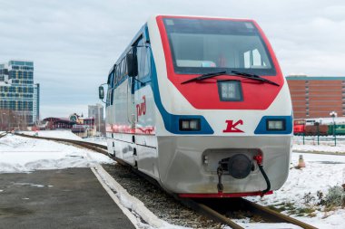Yekaterinburg, Russia - November 05, 2021: narrow-gauge diesel locomotive TU10 