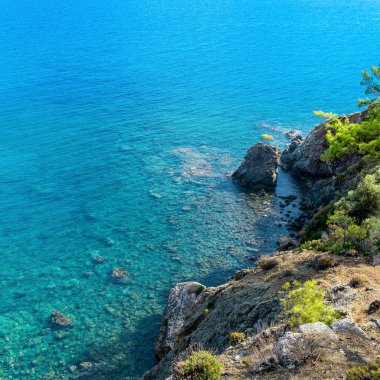 Vahşi sahil ve berrak deniz şeffaf suyla