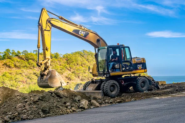Kemer Turquia Novembro 2021 Escavadeira Com Rodas Realiza Trabalhos Construção — Fotografia de Stock